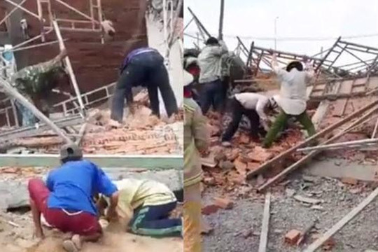 Hãi hùng clip tường đè nhiều công nhân vụ sập công trình xây dựng ở Đồng Nai