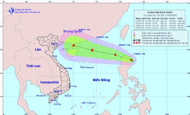 Áp thấp nhiệt đới trên Biển Đông mạnh lên thành bão