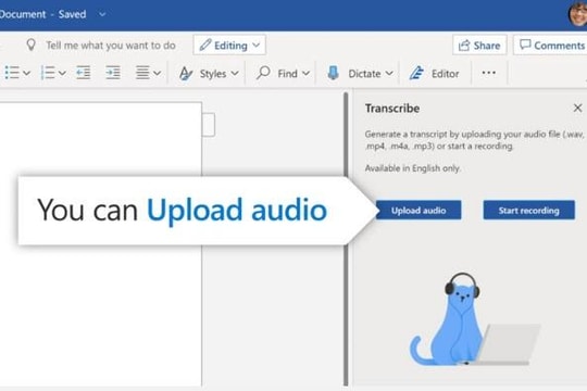 Microsoft Word thêm tính năng chuyển bản ghi âm, file âm thanh thành văn bản