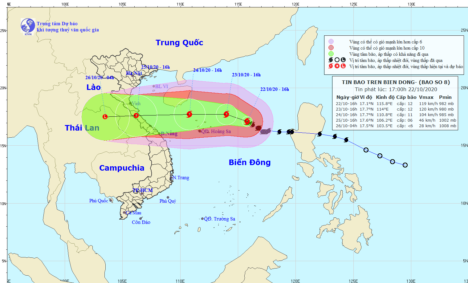 Bão số 8 giật cấp 14, tâm bão cách quần đảo Hoàng Sa 360 km
