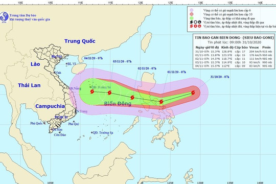 Siêu bão Goni mạnh hơn Molave chuẩn bị vượt Philippines vào Biển Đông