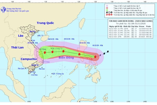 Dự báo hướng đi của siêu bão Goni khi vào Biển Đông