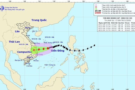 Tin bão khẩn cấp: Bão số 10 sẽ gây mưa lớn ở miền Trung