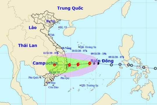 Bão số 12 giật cấp 10, nhắm thẳng Nam Trung Bộ, gây mưa rất to từ Quảng Trị đến Khánh Hòa