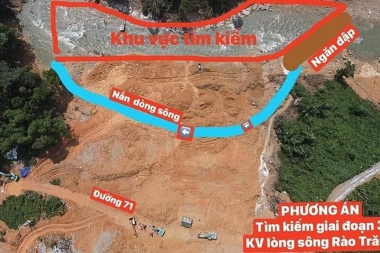 Lên phương án ngăn đập, nắn dòng tìm kiếm nạn nhân mất tích tại Thủy điện Rào Trăng 3
