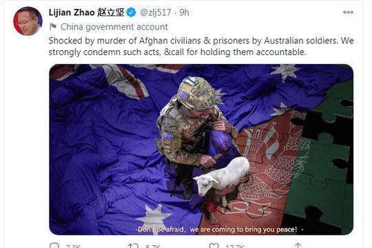 Người phát ngôn Bộ Ngoại giao Trung Quốc đăng ảnh lính Úc kề dao vào cổ bé gái Afghanistan, Bắc Kinh không xin lỗi