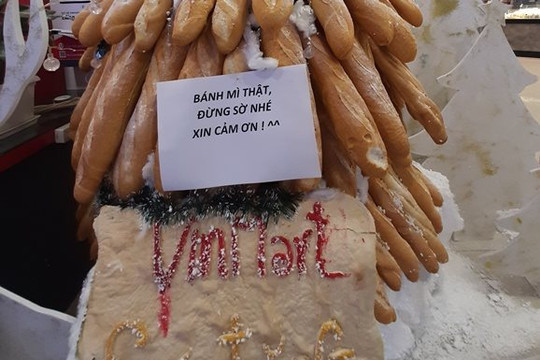Sóc Trăng: Cây thông Noel làm từ hàng trăm chiếc bánh mì