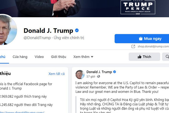 Ông Trump nói những gì trước khi bị Twitter, Facebook, Instagram, Snapchat tạm khóa tài khoản?