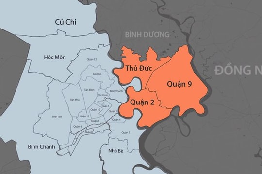 Sau khi gộp 3 quận, TP Thủ Đức tạm chia 3 khu vực quản lý tương ứng 3 quận cũ