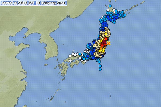 Tỉnh Fukushima rung chuyển vì trận động đất 7,2 độ
