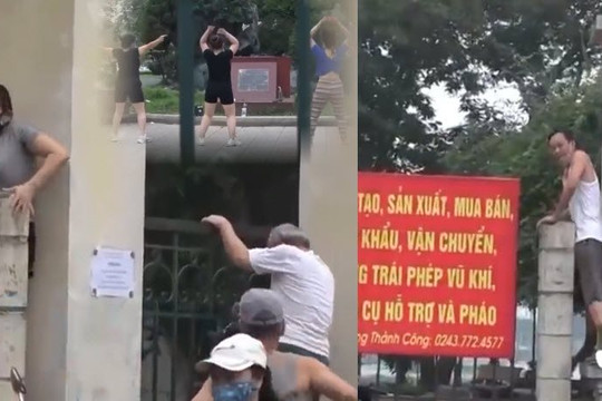 Clip công viên ở Hà Nội đóng cửa phòng dịch COVID-19, nhiều người vô ý thức vẫn trèo vào tập thể dục