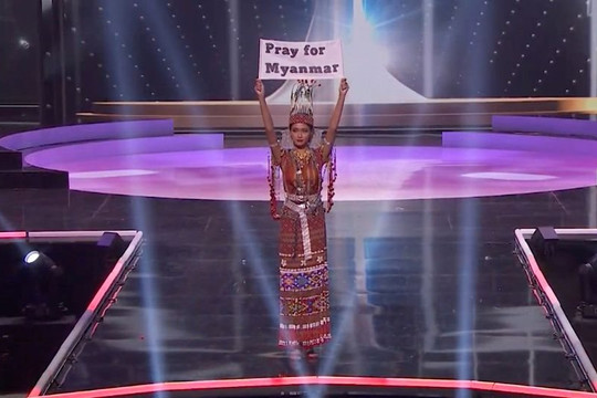 Hoa hậu Hoàn vũ Myanmar gửi thông điệp đau thương đêm chung kết: 'Người dân chúng tôi đang chết mỗi ngày'