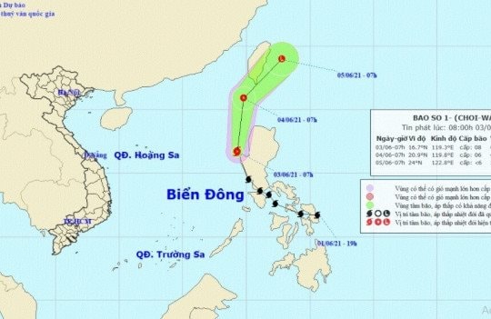 Bão số 1 có thể giật cấp 10 tại khu vực Bắc và giữa Biển Đông