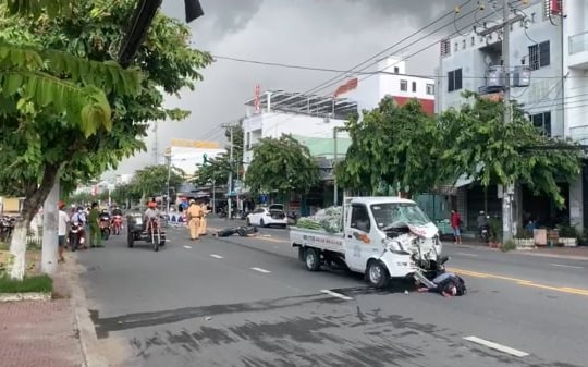 Hai thanh niên ôm xác 2 con chó tông mạnh vào xe ô tô 