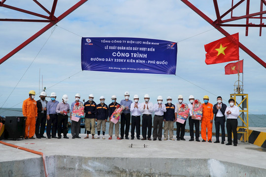 EVNSPC xuất quân kéo dây vượt biển công trình đường dây 220kV Kiên Bình – Phú Quốc