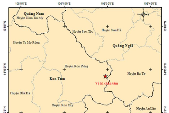 Ngày 21.4, tiếp tục xảy ra động đất tại huyện Kon Plông (tỉnh Kon Tum)