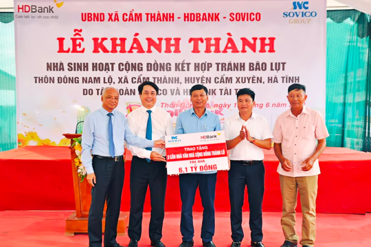 HDBank, Sovico trao tặng 3 nhà cộng đồng tránh lũ trị giá 6,1 tỷ đồng cho tỉnh Hà Tĩnh 