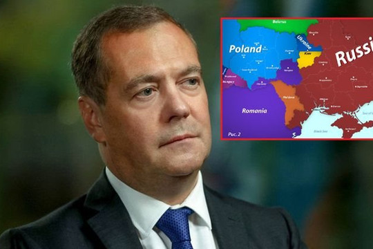 Ông Medvedev gây hoang mang khi đăng bản đồ Ukraine bị Nga và 3 nước NATO làm "bay màu"