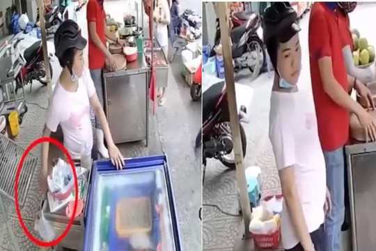 Clip 2 phụ nữ phối hợp trộm tiền người bán thịt trên vỉa hè
