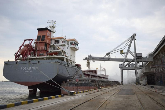 Tàu hàng đầu tiên chở ngũ cốc Ukraine rời cảng Odessa 