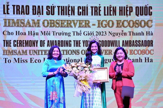 Hoa hậu Nguyễn Thanh Hà nhận danh hiệu Đại sứ thiện chí trẻ Liên Hợp Quốc