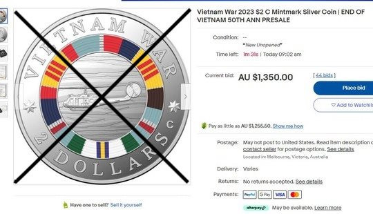 Yêu cầu sàn thương mại điện tử gỡ bỏ đồng 2 đô la Úc in 'cờ vàng'