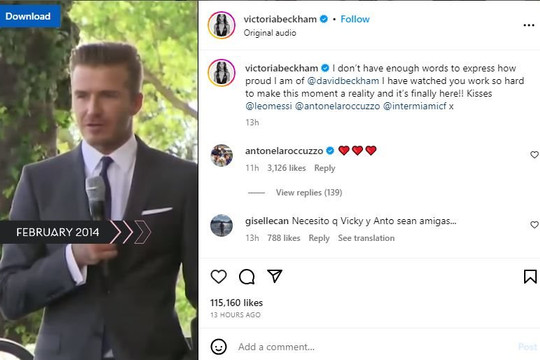 Victoria tự hào vì David Beckham đã mời được Messi đến Inter Miami