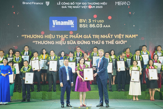 Giá trị thương hiệu Vinamilk thăng hạng đạt mốc 3 tỉ USD, khẳng định vị trí dẫn đầu ngành thực phẩm