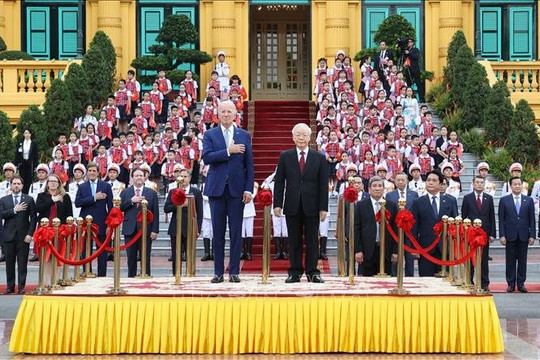 Tổng bí thư Nguyễn Phú Trọng chủ trì lễ đón Tổng thống Biden và hội đàm