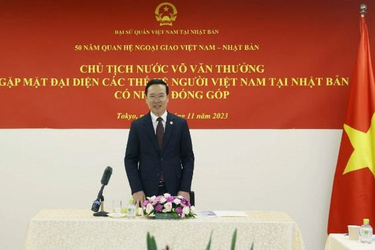 Chủ tịch nước Võ Văn Thưởng gặp đại diện các thế hệ người Việt ở Nhật Bản