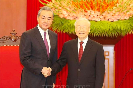 Tổng bí thư Nguyễn Phú Trọng tiếp Bộ trưởng Bộ Ngoại giao Trung Quốc Vương Nghị