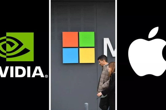 Apple và Microsoft có thể phải chạy đua để giành vị trí thứ hai khi Nvidia tăng trưởng thần tốc