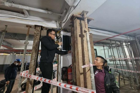 Hà Nội: Toàn bộ người dân tại chung cư mini nứt cột đã di dời khẩn cấp