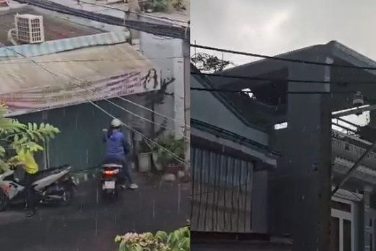 Clip cơn mưa đầu tiên ở quận Gò Vấp (TP.HCM) sau 3 tháng nắng gắt