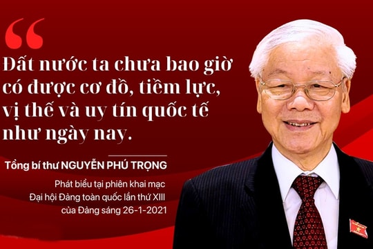 'Đất nước ta chưa bao giờ có được cơ đồ, tiềm lực, vị thế và uy tín quốc tế như ngày nay'