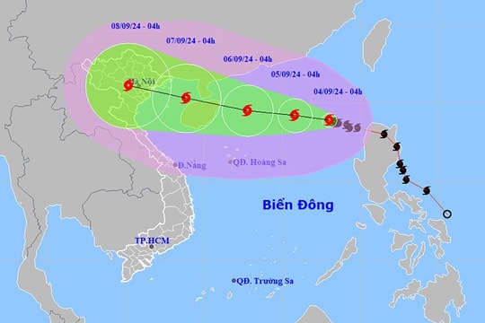 Bão Yagi có thể gió giật mạnh tới cấp 17