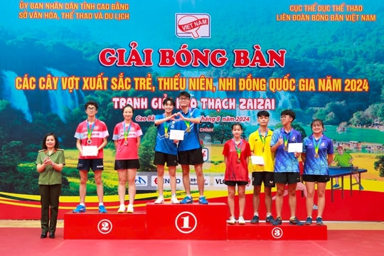 Bóng bàn CAND - T&T về nhất toàn đoàn với 14 huy chương vàng Giải trẻ quốc gia