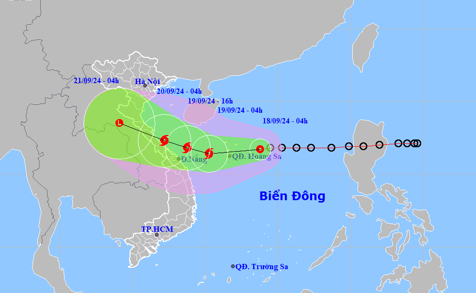 Áp thấp nhiệt đới cách Hoàng Sa 250km, có khả năng mạnh lên thành bão giật cấp 10