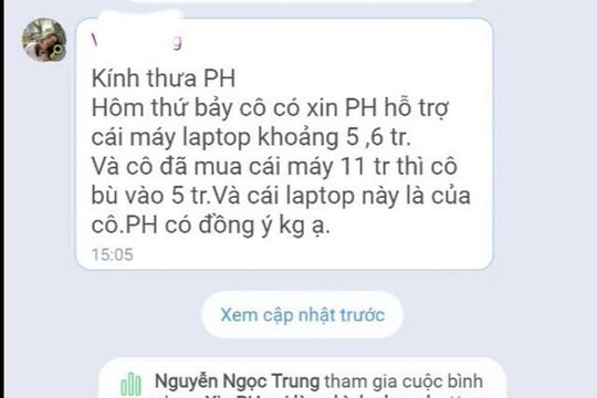 Trần tình của cô giáo ‘dỗi’ phụ huynh vì không được đồng ý mua laptop