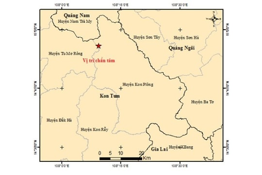 Lại xảy ra 3 trận động đất ở Kon Tum và Quảng Nam