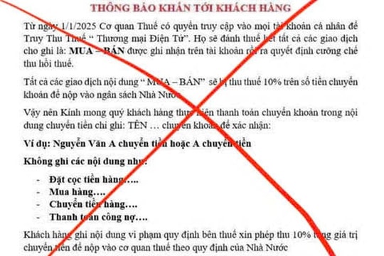 Tin chuyển khoản khi mua hàng online chứa từ “mua - bán” bị thu thuế là thông tin thất thiệt