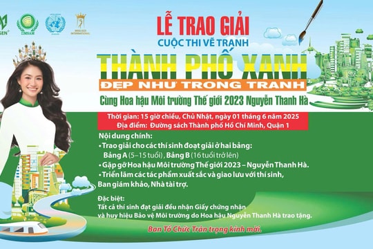 Hoa hậu Nguyễn Thanh Hà trao giải cuộc thi vẽ tranh ‘Thành phố xanh - Đẹp như trong tranh’