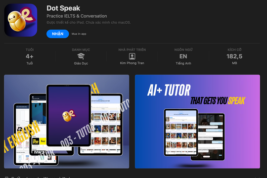 Ứng dụng học tiếng Anh tích hợp AI do start-up Việt phát triển có mặt trên App Store