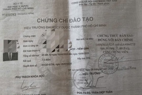 Sở Y tế Cà Mau lên tiếng về việc bác sĩ nội khoa được tiêm gân - khớp sau khóa học 5 ngày