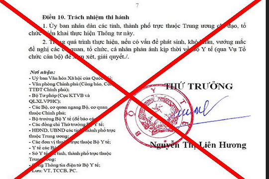 Xuất hiện văn bản giả mạo Bộ Y tế trên mạng xã hội