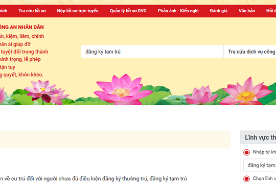 Hướng dẫn đăng ký tạm trú online trên Cổng dịch vụ công