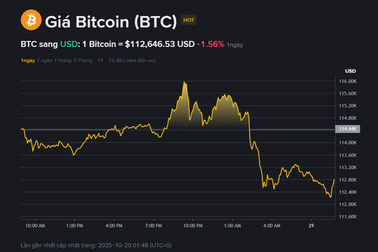 Giá Bitcoin hôm nay 29.10: Thị trường nén lại chờ đợi Fed cắt giảm lãi suất