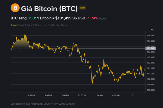 Giá Bitcoin hôm nay 7.11: Giữ vững trên 100.000 USD, xu hướng giảm chưa kết thúc
