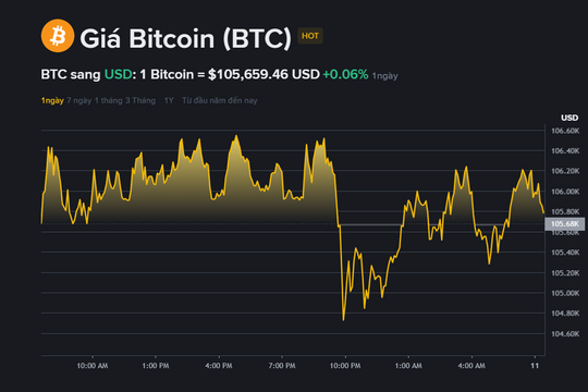 Giá BTC hôm nay 11.11: Hướng đến 110.000 USD, rủi ro điều chỉnh vẫn hiện hữu