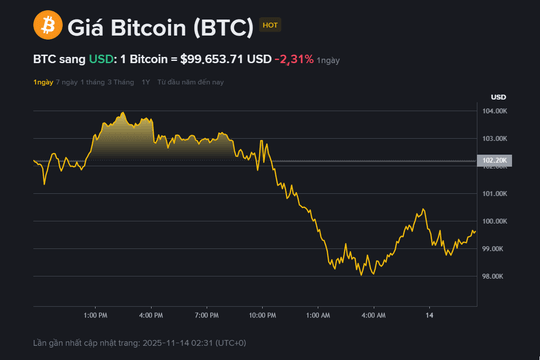 Giá Bitcoin hôm nay 14.11: Lao dốc về 98.000 USD, dò đáy hay vào chu kỳ suy yếu?